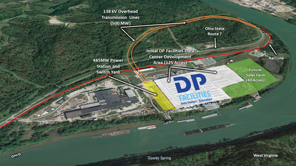 dp facilities aerial view of its build-to-suit data center campus in hannibal ohio